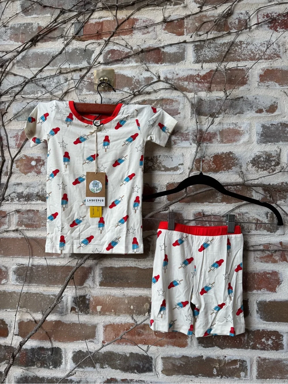 NWT Larkspur Baby Company Bamboo 2pc Pajama Set - Rocket Popsicle 4T Summer PJ